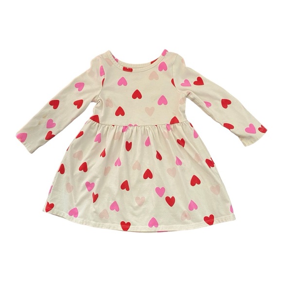 Girl’s sz 2T dress 3/4 sleeves red pink & light pink hearts 60% cotton 40% poly - Picture 2 of 3